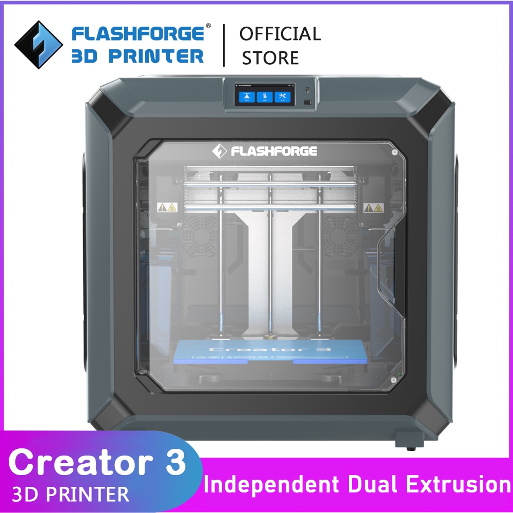 FlashForge Professional 3D Printer Creator 3 Industrial Level with Independent Extruders Facto 300℃ Heating Nozzlery Outlet