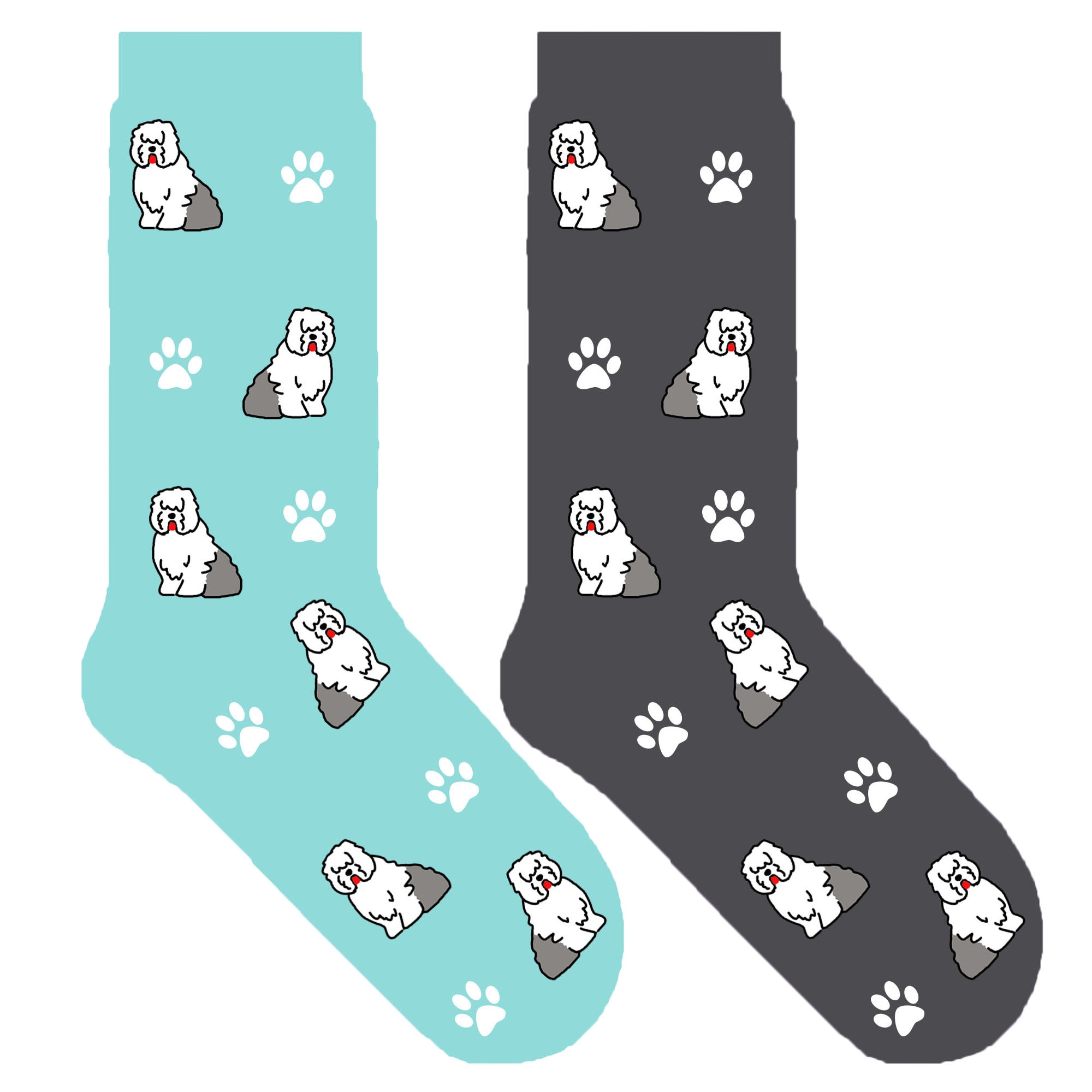 dog paw socks with Old English Sheepdog gift cute original dog themed dog breed gift idea 50 pair/lot
