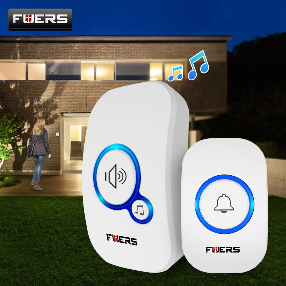 Fuers Wireless Doorbell Welcome bell Intelligent Home Door bell Alarm 32 Songs Smart Doorbell Wireless bell Waterproof Button