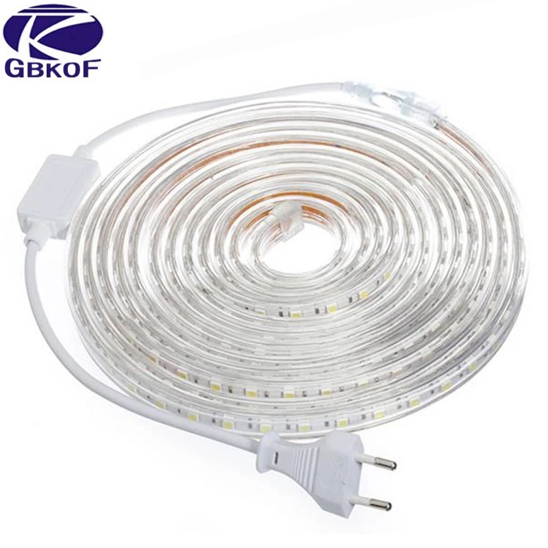 SMD 5050 AC 220V LED Strip Outdoor Waterproof 220V 5050 220 V LED Strip 220V SMD 5050 LED Strip Light 1M 2M 5M 10M 20M 25M 220V