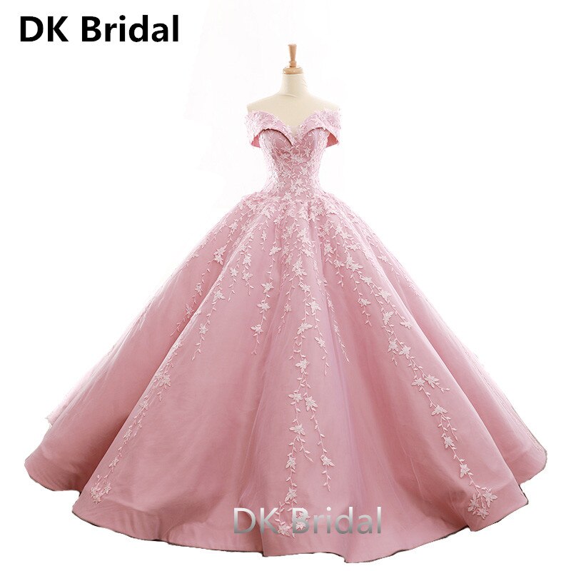Sweetheart Flowers Ball Gown Quinceanera Dresses 2019 Luxury Off The Shoulder Appliques Debutante Dress for Vestido de 15 anos