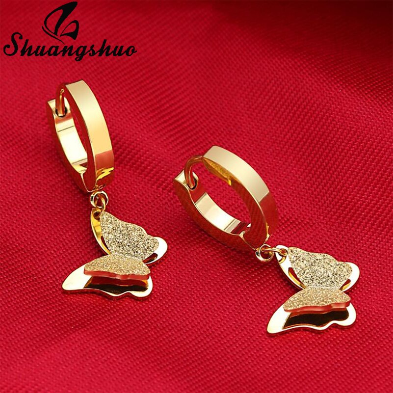 Shuangshuo Butterfly Stud Earrings Elegant Animal Earring Women Girls Fashion Jewelry Christmas Earrings 2019 for Child Kids