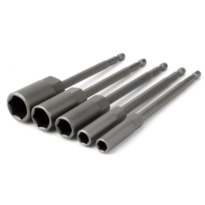 1pcs 150mm Length Extra Deep Bolt Nut Driver Bit 1/4 inch 6.35mm Hex Shank Wrench Socket Screw Driver for Power Tool 6-19mm