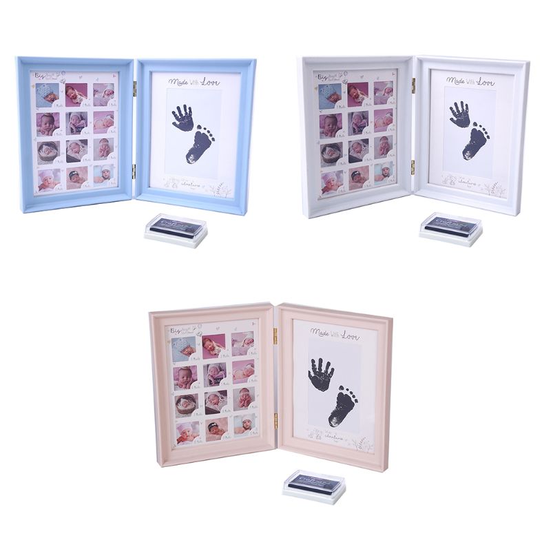Newborn Baby Hand Foot Ink Pad Print Infants Full Moon Age Growth Photo Frame