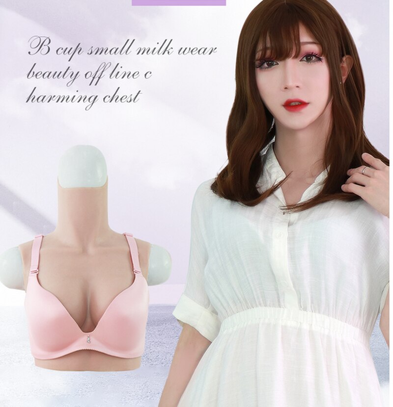 Transgender Crossdresser Artificial Silicone Fake Breast Forms B Cup Realistic Crossdressing False Boobs Men Bodysuit Sexy Mens
