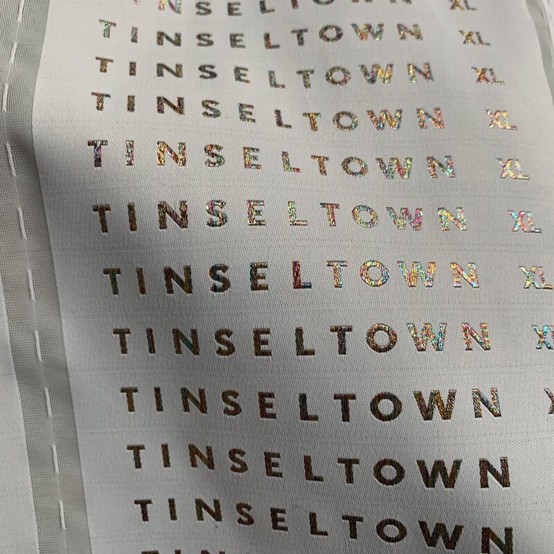 Customized Very High Density Woven Labels In Exquisite Metalic Shinny Threads Beautiful colorful letters