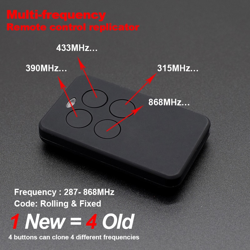280-868MHZ Multi Frequency Garage Door Remote Control Copy Duplicator for 433mhz 868mhz Garage Remote Multi Brand Remote Control