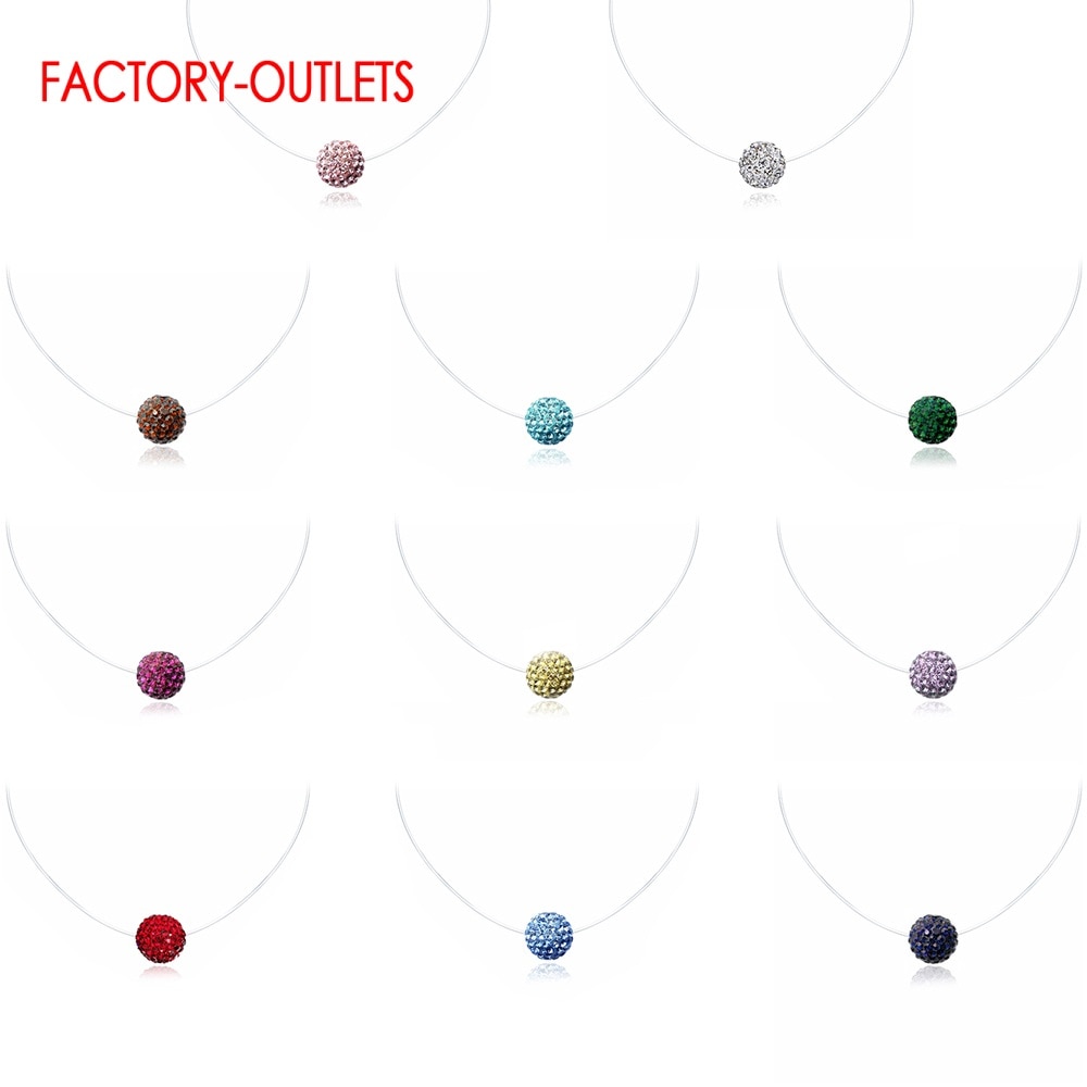 Crystal Pendant Transparent Line Necklace For Decoration 11 Colours Jewelry CZ Beads Bezel Setting Women Girls Party Gifts