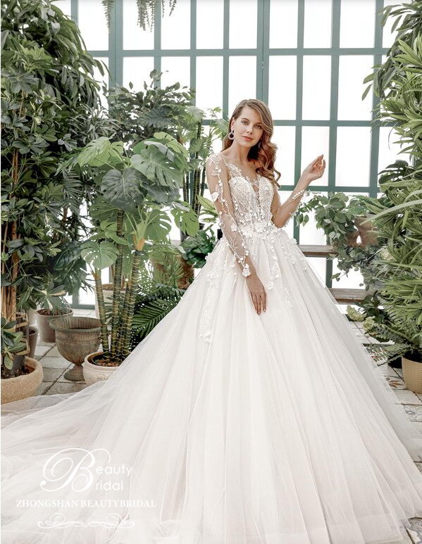 2020 Wedding Dresses Vestido de novia 100% Real Photos Chaple Train Lace Appliques Off the Shoulder Wedding Dress Vestido JM002
