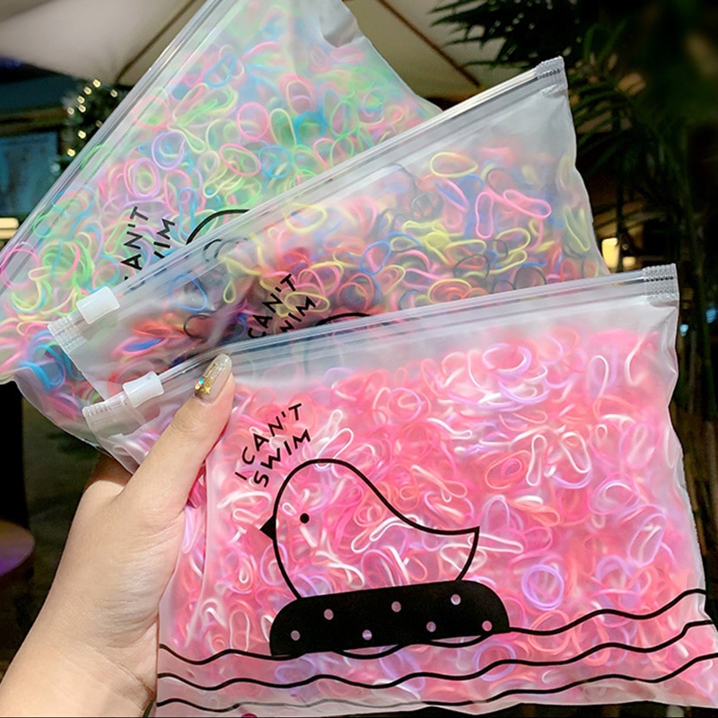 1000PCS/Set Girls Cute Ring Disposable Elastic Hair Bands Children Scrunchies Ponytail Holder Rubber Bands Kids Hair Accessories