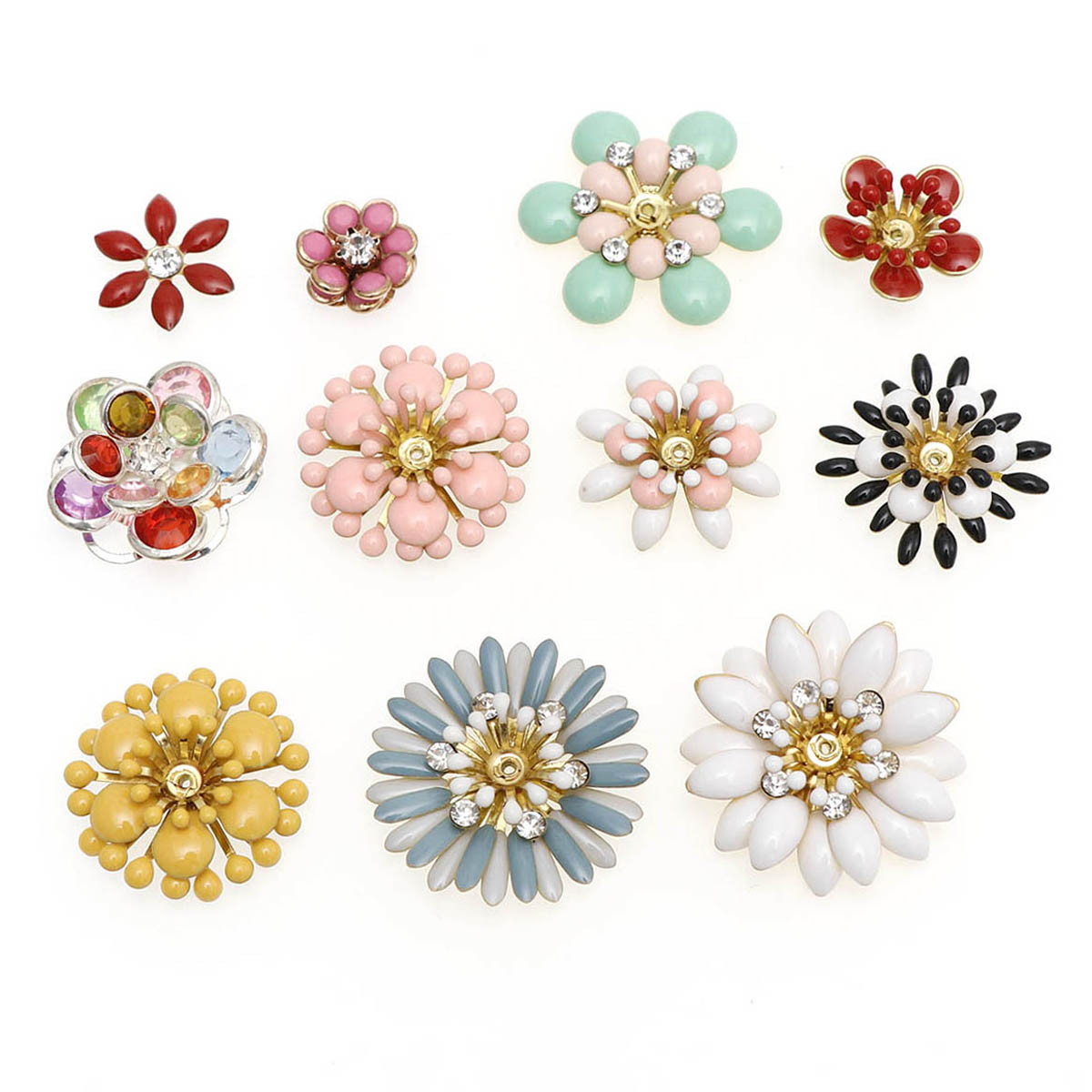 New Drip Oil Flower With Rhinestone Metal Button Flatback Decorative Buttons For Clothing DIY Sewing Bags Jewelry Accessories