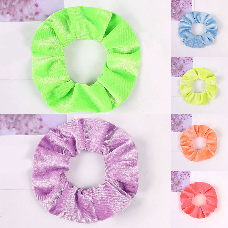 1PC Fluorescence Bright Color Velvet Scrunchies Elastic Hair Rubber Bands Ponytail Hair Ring Winter Women Solid Hair Accessories