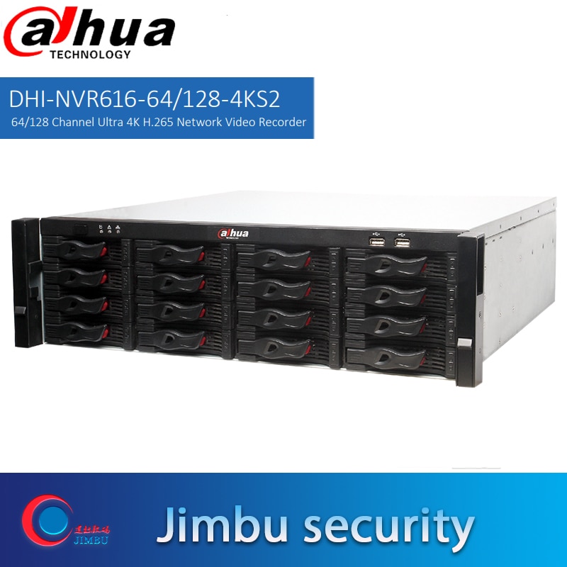 128 Channel Ultra 4K H.265 Network Video Recorder DH-NVR616-128-4KS2 With DH Logo Max 128 IP Camera Inputs 12MP
