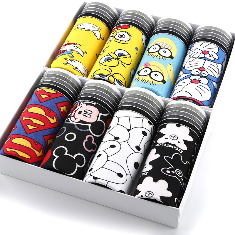 трусы мужские 3 OR 5 pcs/lot Men's Underwear Cartoon Polyester Panties Combination Teenager Boxer 2019New Fashion Male Knickers
