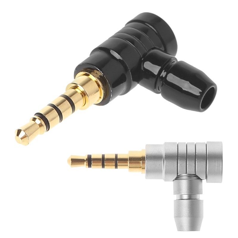 90 Degree Right Angle Male Jack Plug 4 Pole 3.5mm Stereo Audio Adapter Converter