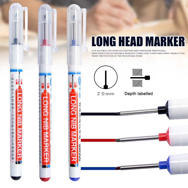 Long Head Markers Bathroom Woodworking Decoration Multi-purpose Deep Hole Marker Pens PUO88