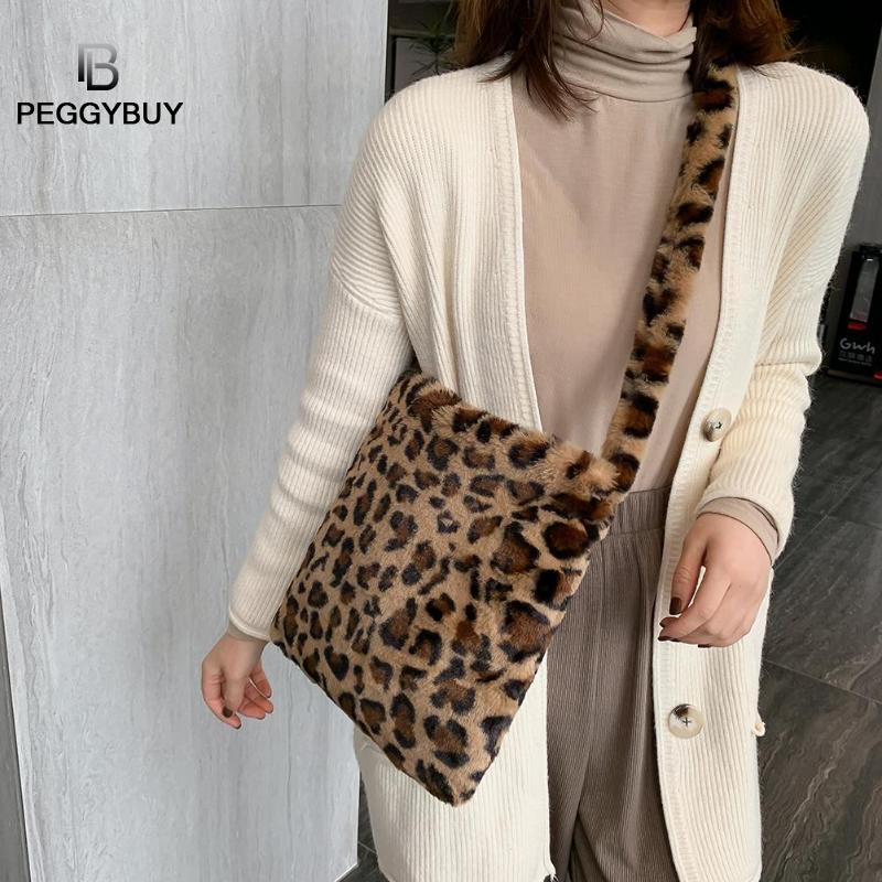 Fashion Leopard Crossbody Handbag Women Plush Casual Shoulder Messenger Bag Fashion Female Vintage Crossbody Bags Dropshipping