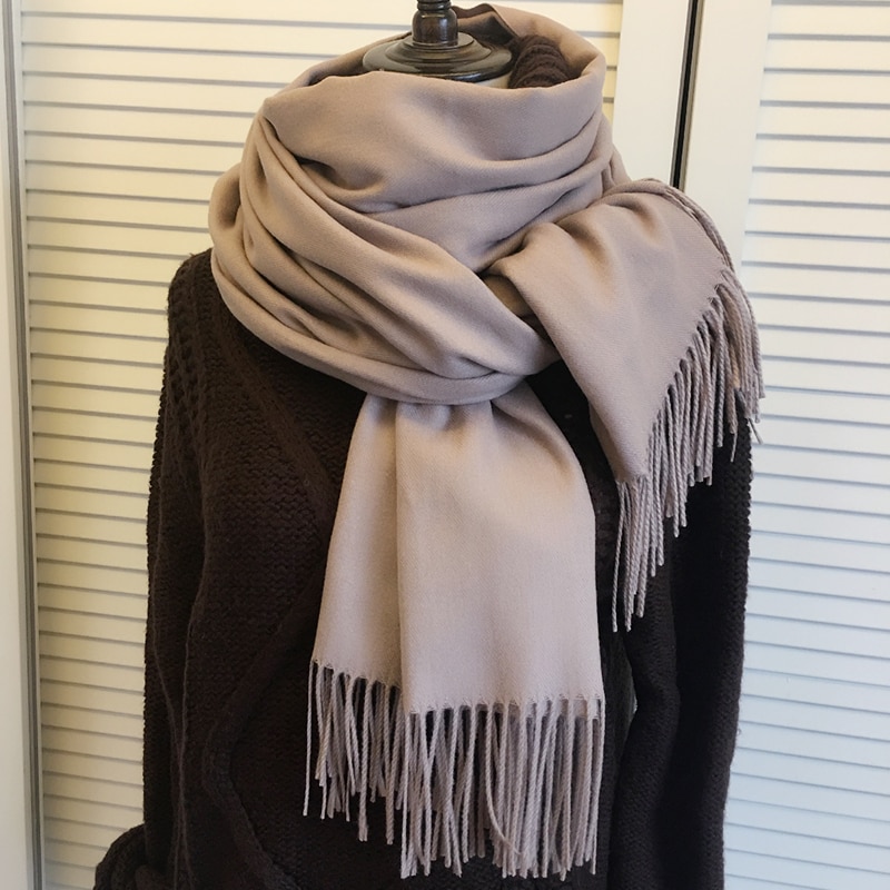 2019 Winter Scarf Solid Thicker Women Wool Cashmere Scarves Neck Head Warm Hijabs Pashmina Lady Shawls And Wraps Зимний шарф