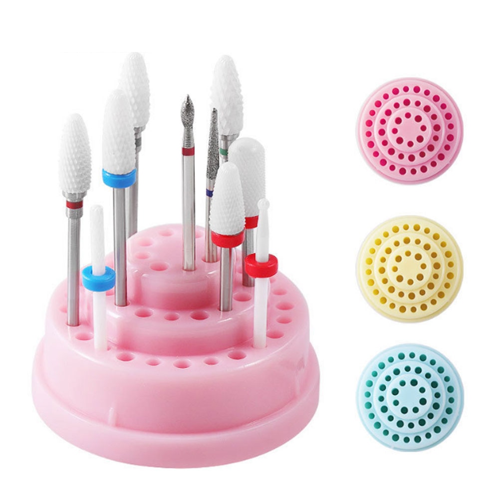 1 Set 48 Holes Nail Drill Bits Holder Stand Display tool Drill Bit Organizer Box Container Manicure Tool