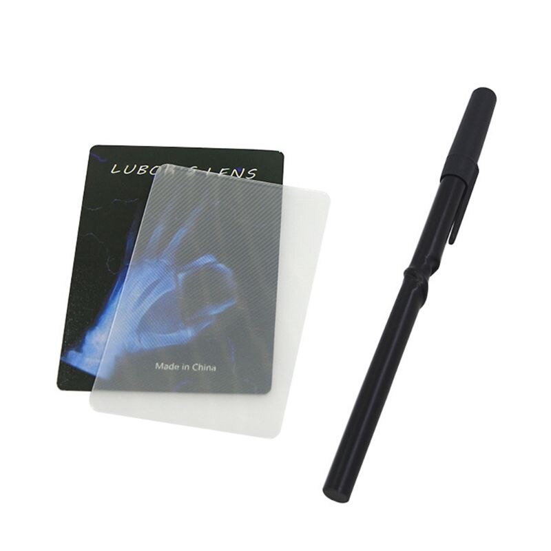LUBORS LENS Card And Pen Perspective Distortion Close Up Street Magic Tricks Kids Toy Tricky Gimmick Easy To Do For Beginner