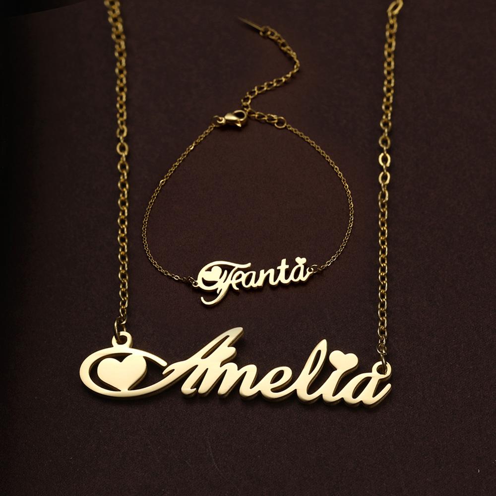 Lemegeton Stainless Steel Choker Custom Name Necklace For Women Personalized Customized Nameplate Girlfriend Birthday Gift