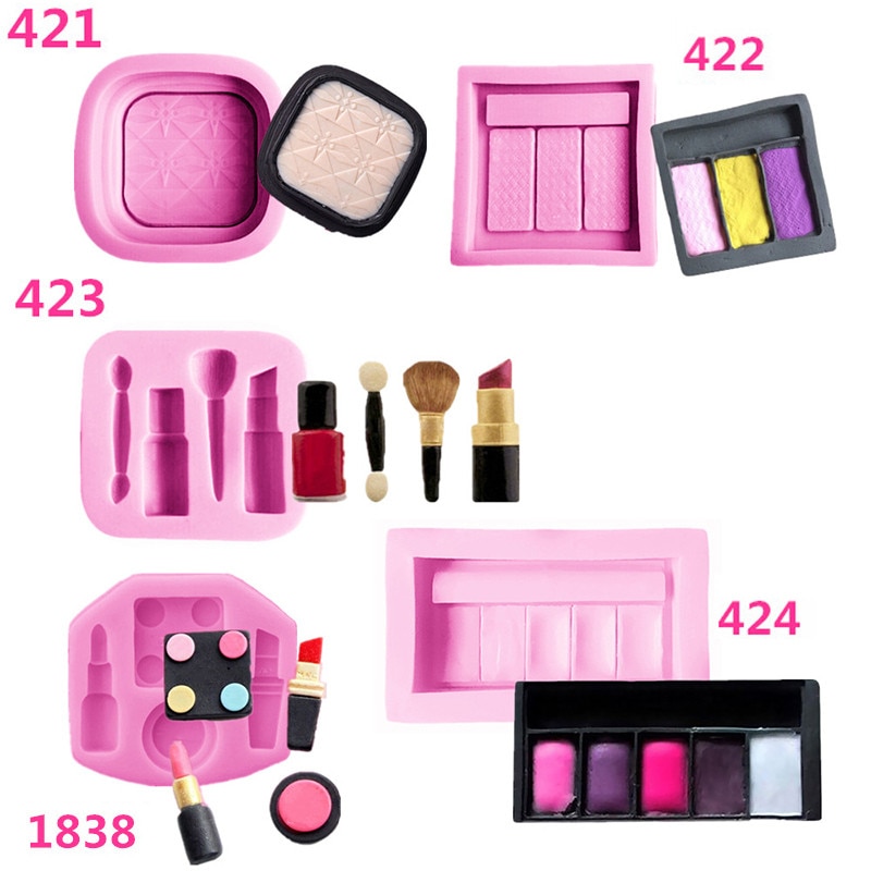 Makeup Tools Cake Moulds Lipstick Nail Polish Chocolate Party DIY Fondant Cake Decorating Tools Silicone Mold Dessert Mould Tool