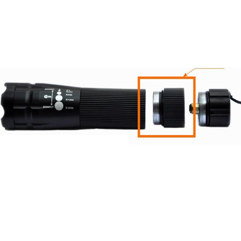 1pcs Black Rechargeable Extension Ring Tube Joint Adapter for Bright Flashlight 18650 Lithium Battery Lamp Holder Converter