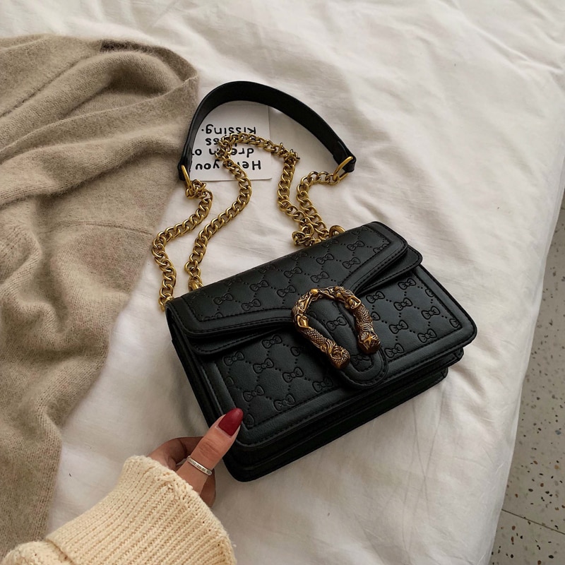 European Retro Fashion Ladies Square bag 2020 New Quality Matte PU Leather Women's Handbag Chain Tote Shoulder Messenger Bags