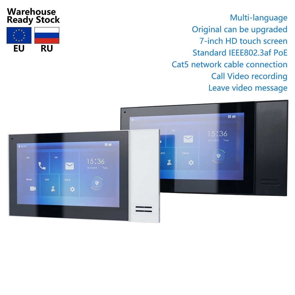 DH multi-language VTH2421FW-P 802.3af PoE 7inch Touch Indoor Monitor,IP doorbell Monitor, Video Intercom monitor,SIP version