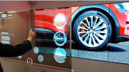 2*2 pcs 55'' inch display transparent OLED monitor multi media advertising display wall