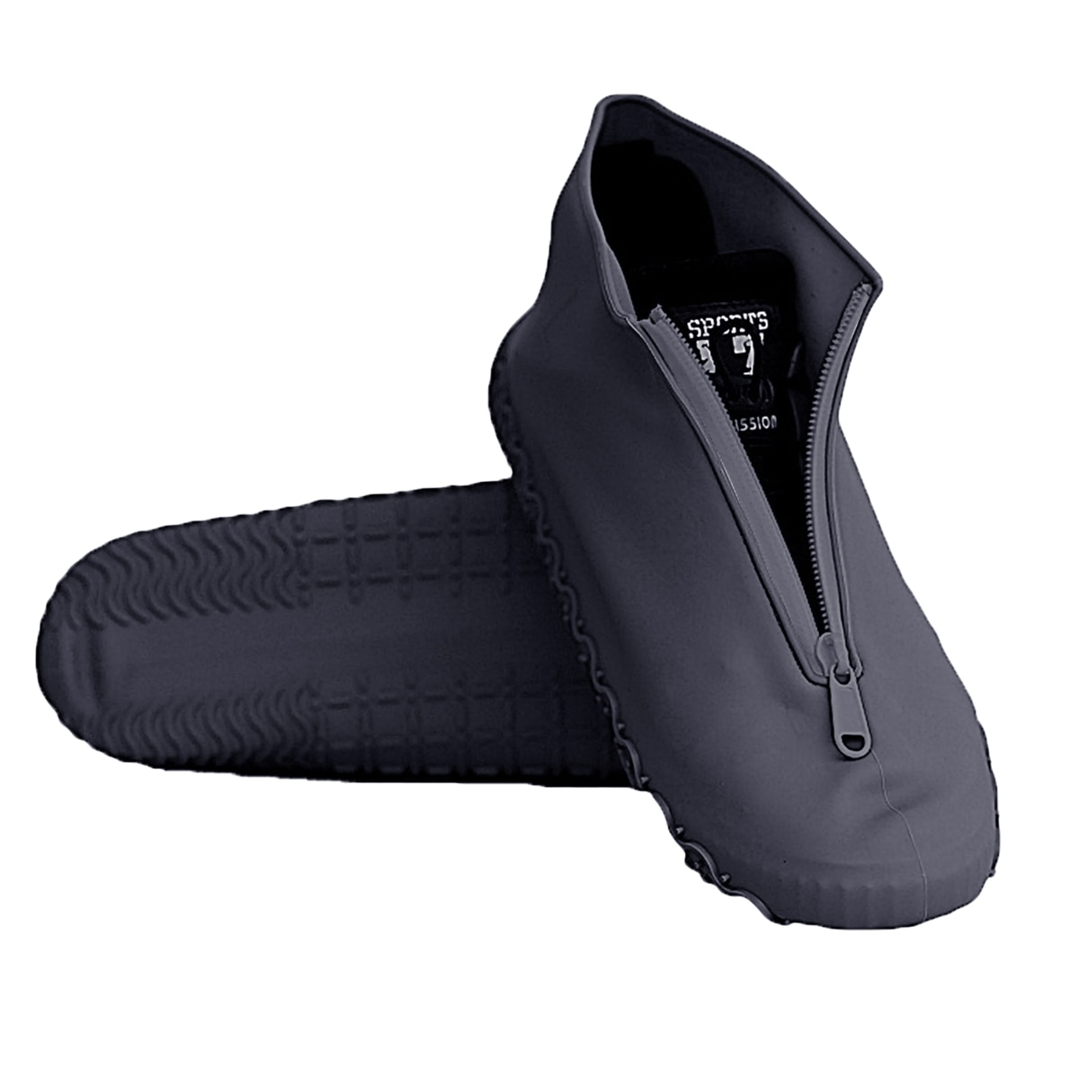 1Pair Anti Rain Emulsion Shoe Cover with Zipper Portable Reusable Thick Sole Waterproof Foot Wear Accessories Protective Outdoor