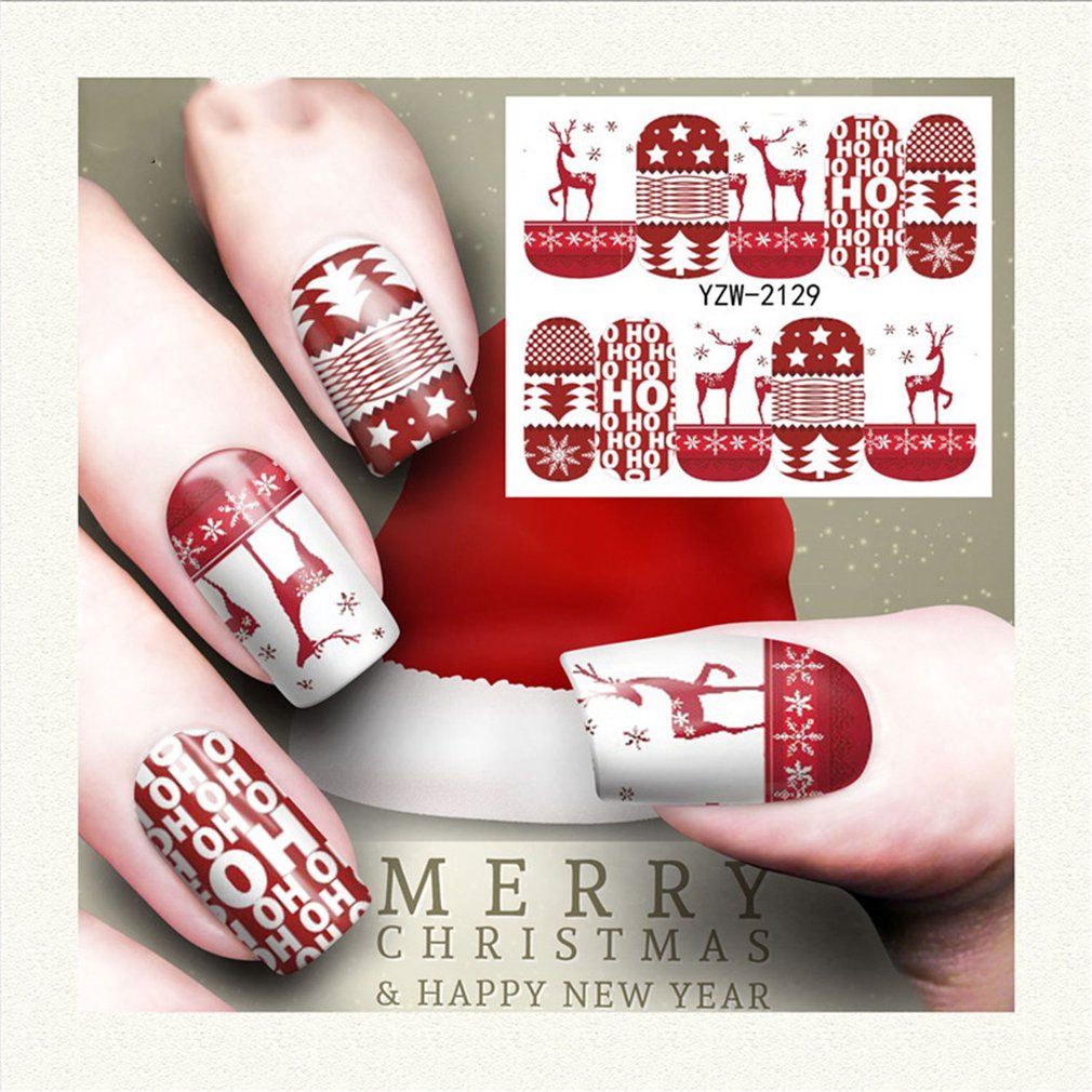 Nail Art Nail sticker New Year Slider Tattoo Christmas Water Decal Santa Claus Snowman Full Wraps Designs Decals