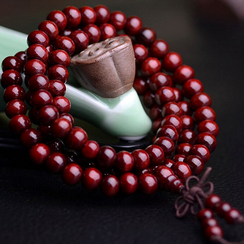 108 Beads 6mm Jewelry Bead Natural Sandalwood Wood Prayer Bead Unisex Men Bracelets & Bangles Rosary Hanging Decoration 2 styles