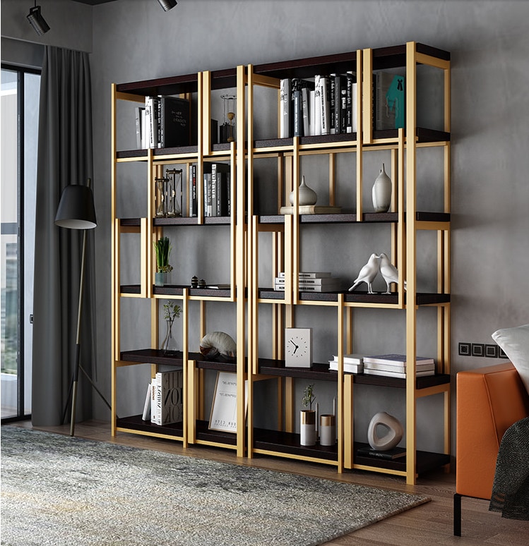 European bookshelf landing metal high end hotel shelf placing iron art shelf