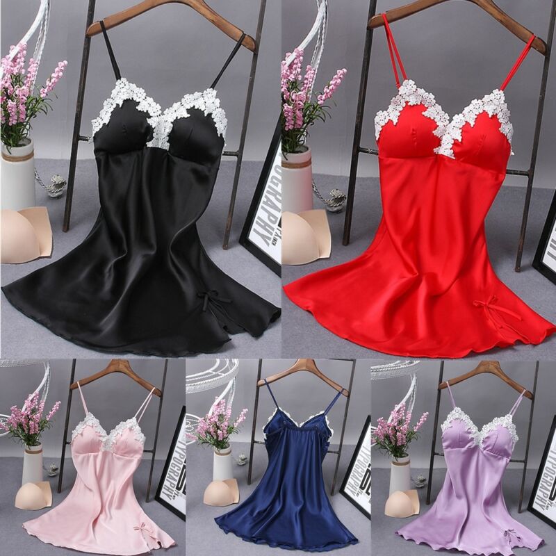 Lace Deep V-neck Dress Women Nightdress Sexy Lingerie Nightgown Sleepwear Night Dress Sleeveless Nightwear Comfortable Sleepwear