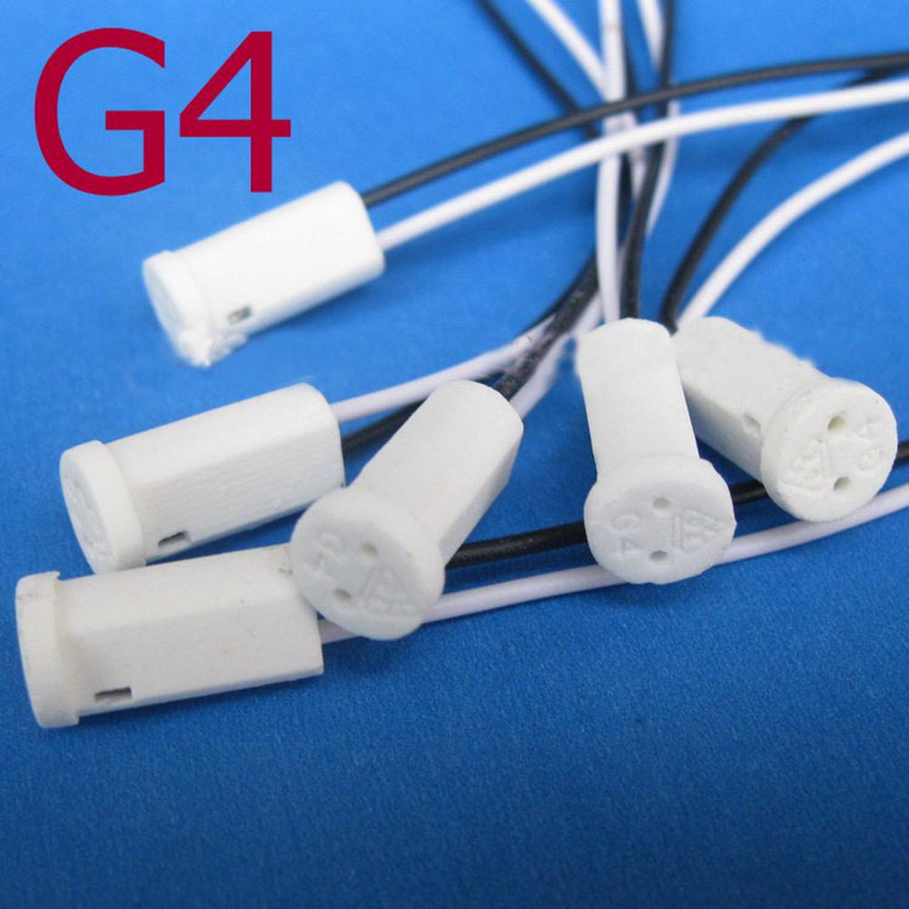 Kuulee 12V G4 Base Holder Ceramic Fire Prevention Wire Adapter Halogen Socket Connector for LED Bulb