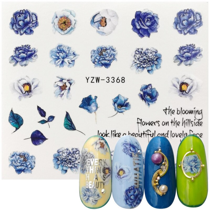 2020 New Designs Nail Water Transfer Sticker High Cold Purple Peony Nail Art Watermark Slider Manicure DIY Decoration