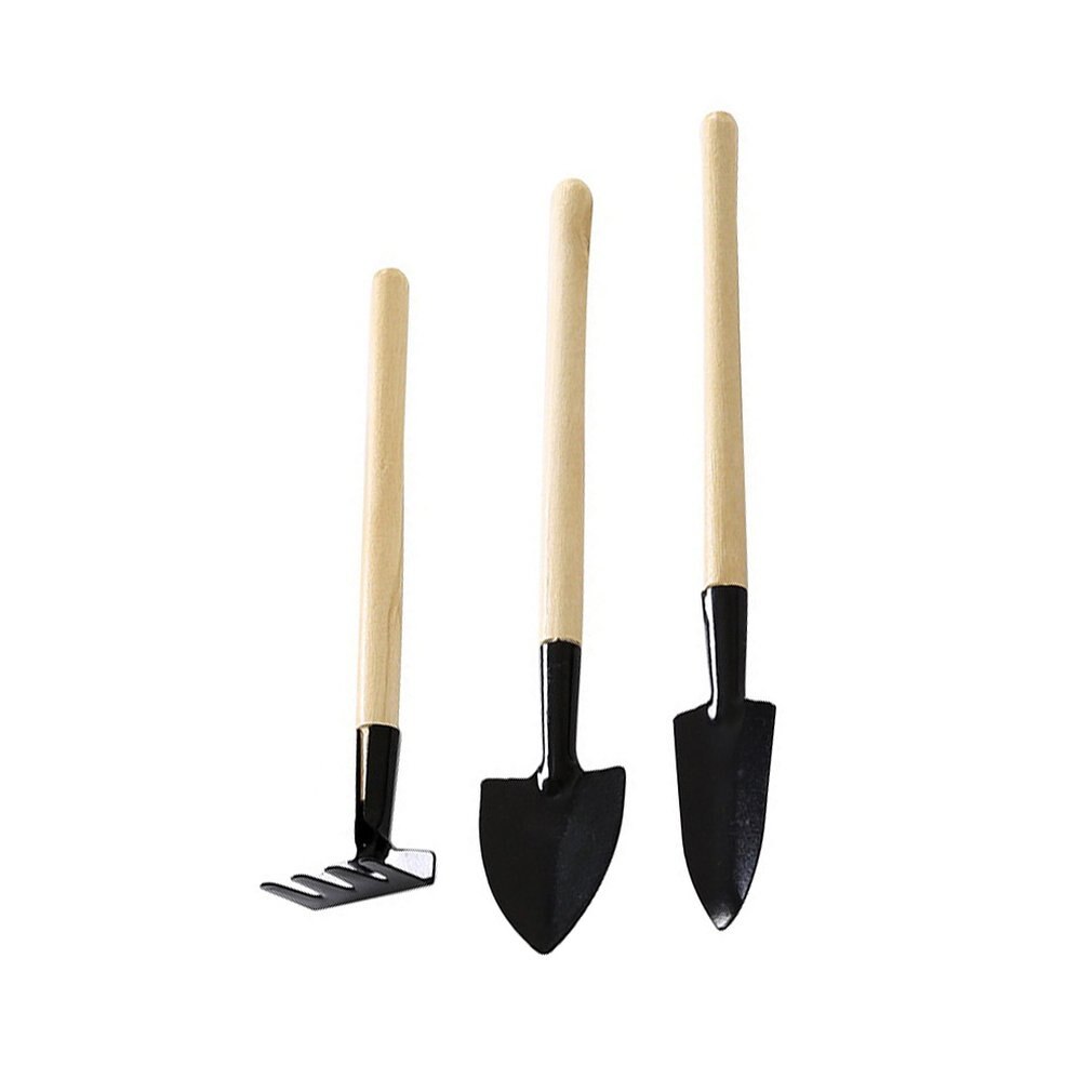 Three-Piece Durable Garden Tool Set Cast-Aluminum Head For Digging Weeding Loosening Soil Aerating Transplanting