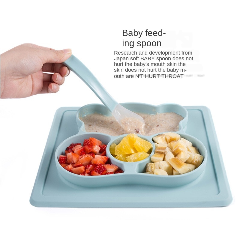 Creative Silicone Cartoon Bear Plate Infants Supplementary Food Baby Learning Plate BPA Free