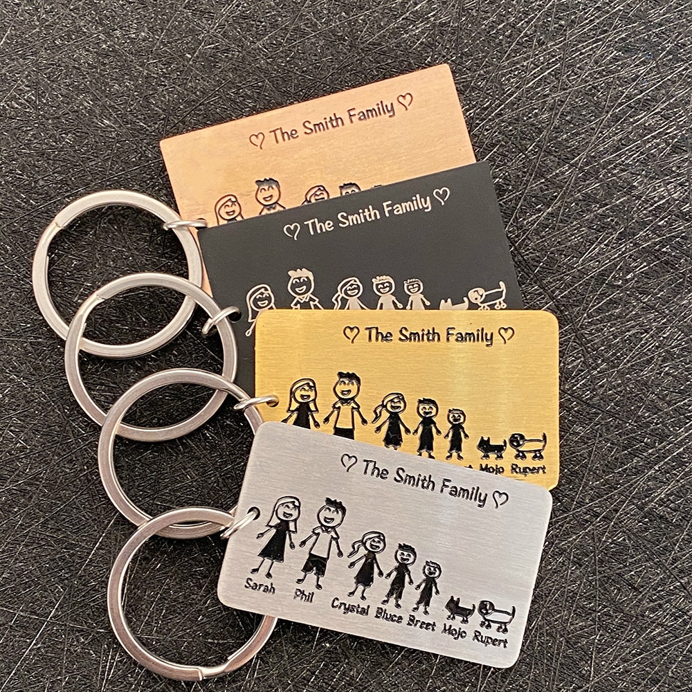 Personalized Family Love Keyring Cute Keychain Customized Name Gifts for Parent Children Bag Charm Families Member Gift