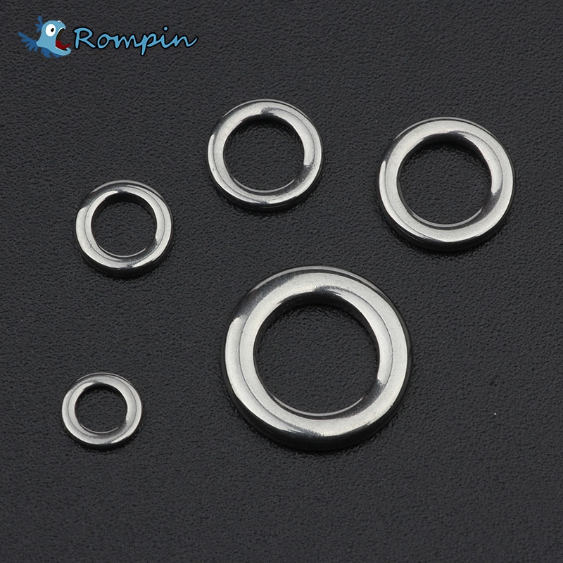 50pcs/bag Fishing Solid Ring 304 Stainless Steel Snap Split Ring Pesca Lure Tackle Connector Heavy Duty Lures Lead Jigging Ring