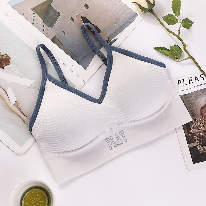 Women Tank Crop Top Female Push Up Tube Top Sexy Seamless Underwear Letter Streetwear Sport Camis Tube Bra Cropped Tee Tank Top