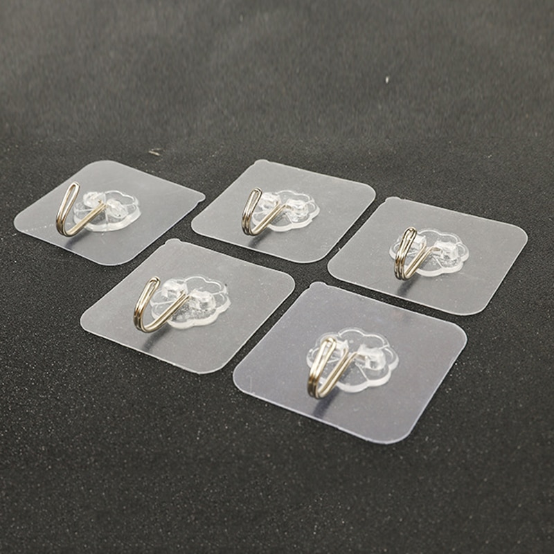 1PC Hook Transparent Suction Wall Sucker Hanger Hooks Waterproof Adhesive Heavy Load Rack Stainless Steel Hook