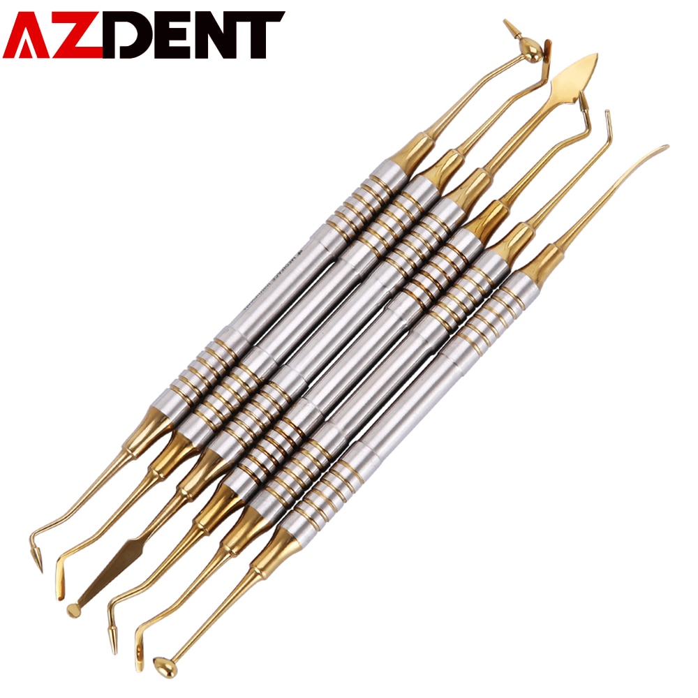 6Pcs/Set Dental Instrument Composite Resin Filling Spatula Titanium Plated Head Filler