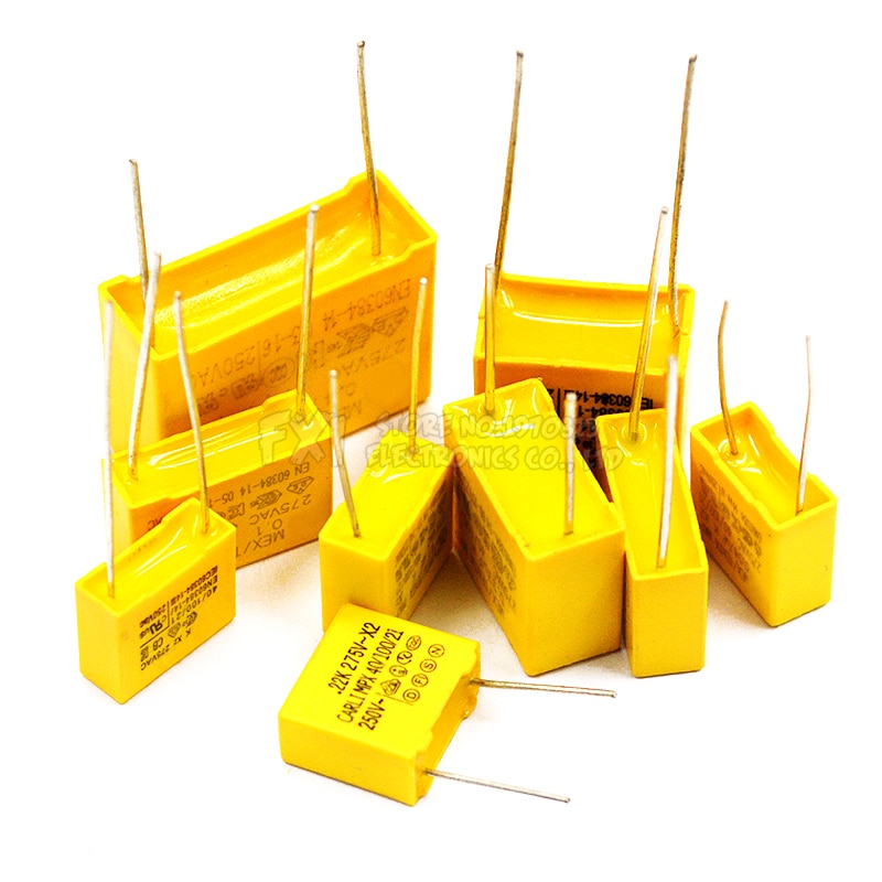 10pcs 275VAC capacitor X2 series 0.01UF ~ 2.2UF Polypropylene film capacitor New 10nf 100nf 150nf 200nf 680nf 470nf 1UF