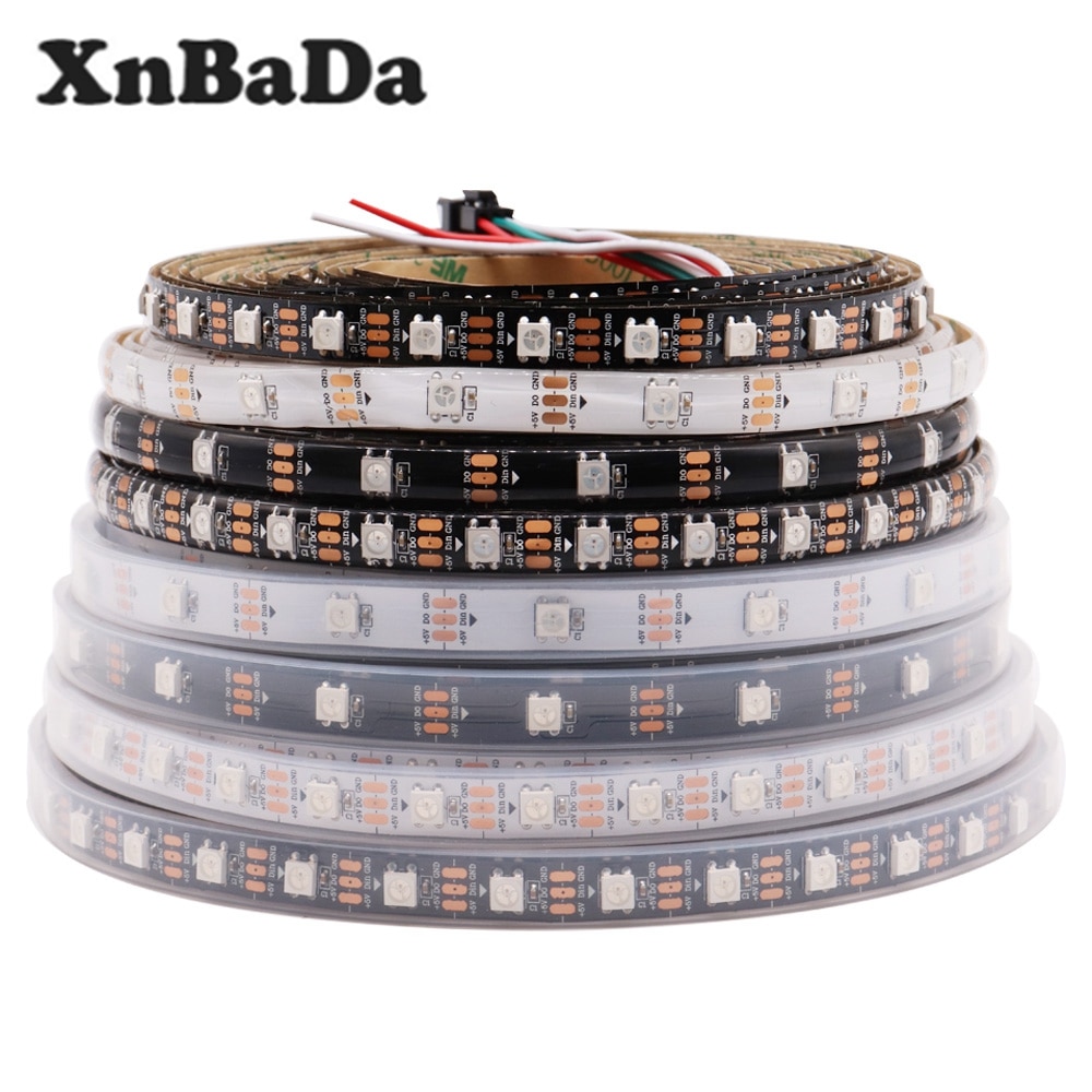 DC5V WS2812B Led Strip 30/60/74/96/144 leds/m WS2812 Black/White PCB IP30/65/67 Smart RGB Led Light 1M 4M 5M
