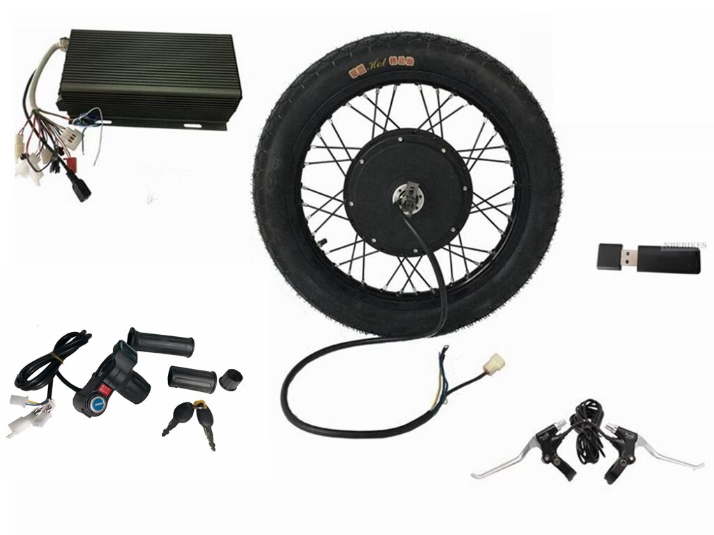 Motorcycle Conversion Kit 72V 3000W Rear Brushless Motor Wheel16"17"18"19" with 72V 80A Sabvoton Controller,Brakes and Throttle