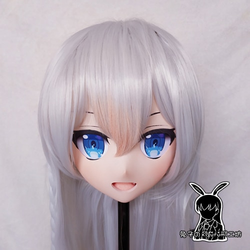 (Rabbit 18) Resin Crossdress Pretty Girl 3/4 Head BJD Doll Mask Cartoon Anime vtuber Cosplay Kigurumi Mask Crossdresser