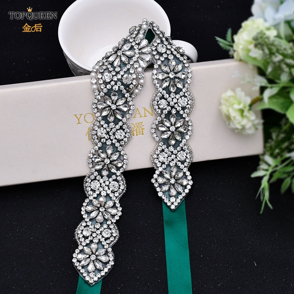 TOPQUEEN S161B Luxury Bridal Sash Belt Female Belt Elegant Woman Wedding Accessories Bridesmaid Dress Sash Formal Woman Belt