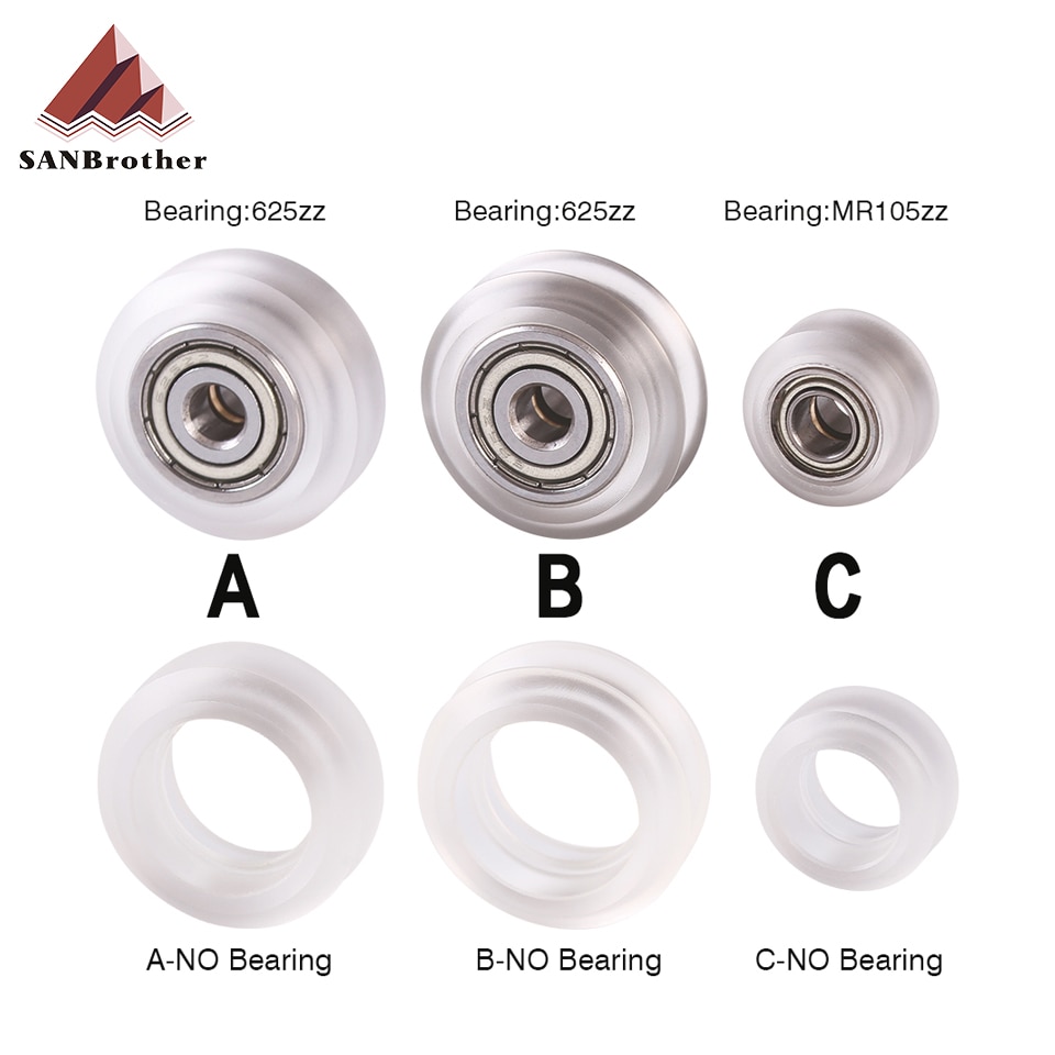 Openbuilds Plastic wheel PC Passive Round wheel Idler Pulley Gear perlin wheel & V type groove passive for CNC V-slot